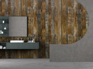 Reclaimed Oak wood-look bathroom wall panels