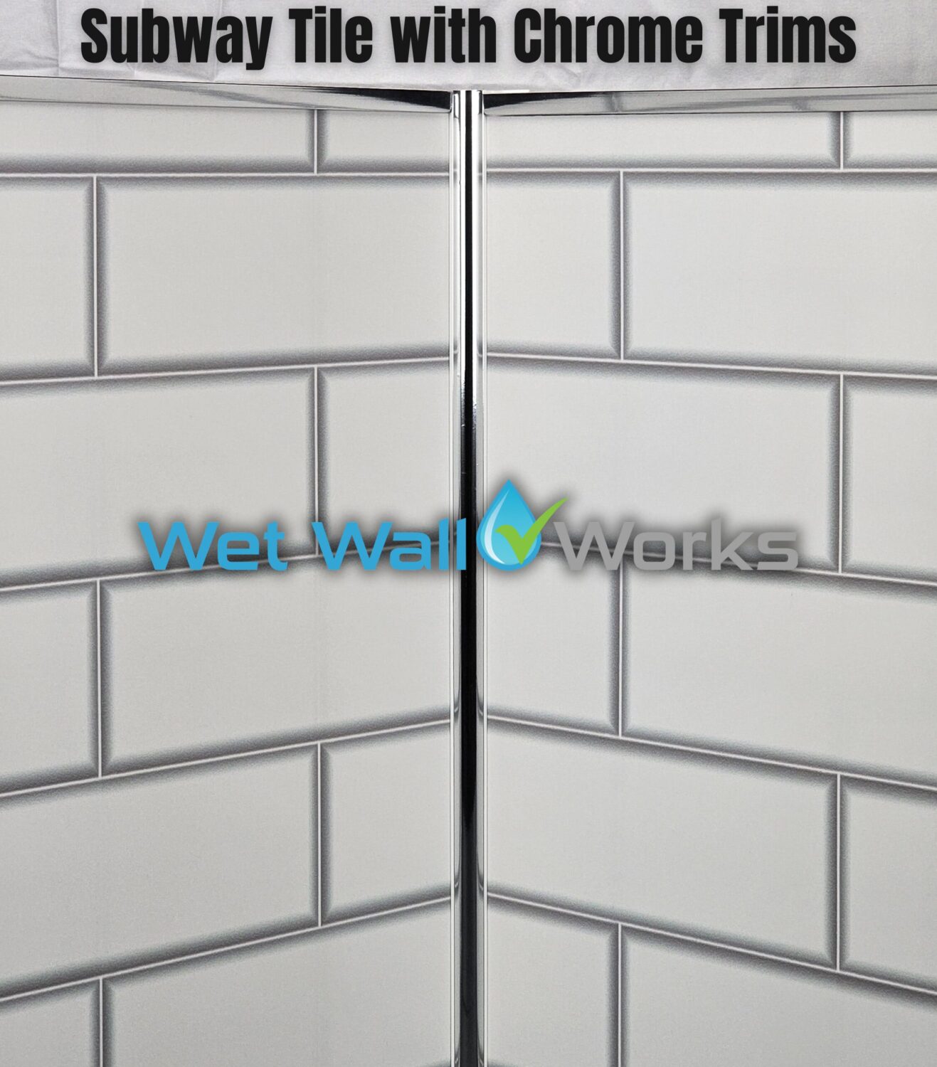 subway tile chrome trim